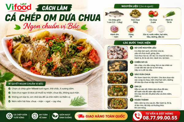 Cách Làm Cá Chép Om Dưa Chua Ngon Chuẩn Vị Bắc | Thịt Cá Ngọt Mềm, Không Tanh