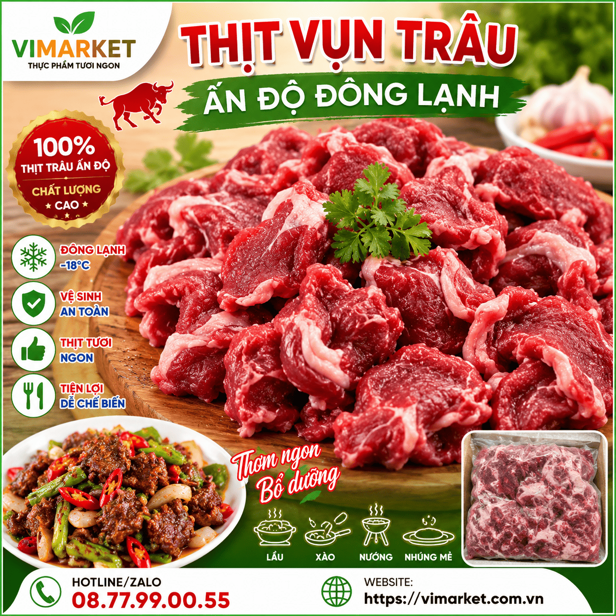 Thịt Vụn Trâu Ấn Độ Đông Lạnh