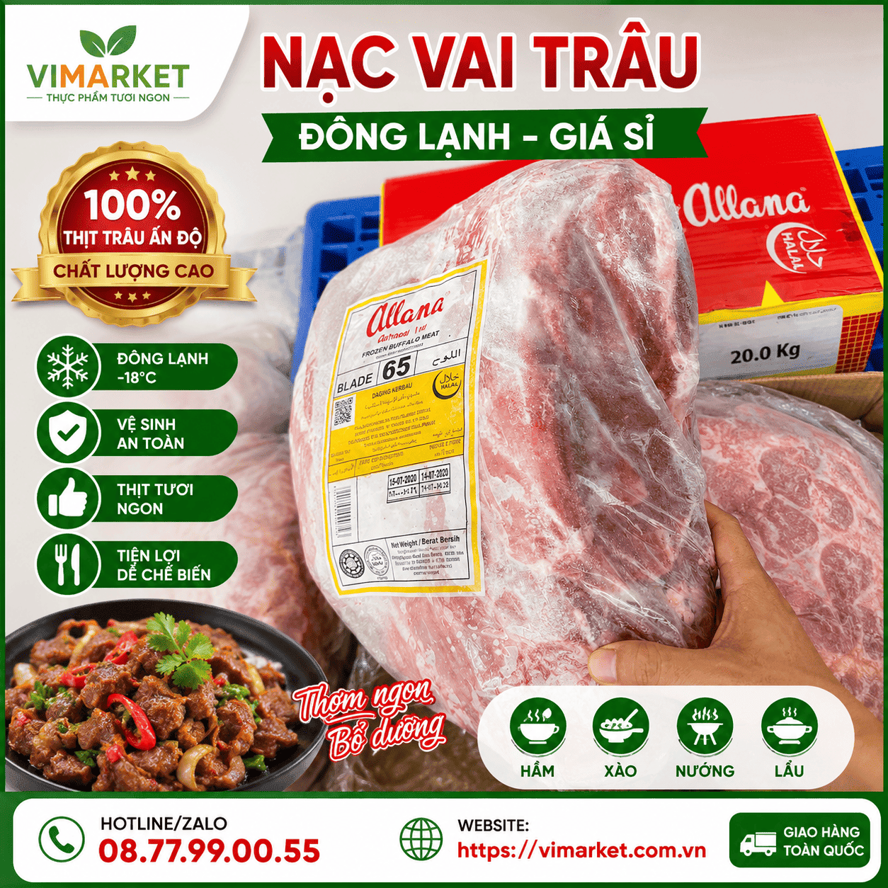 Nạc Vai Trâu Đông Lạnh Giá Sỉ