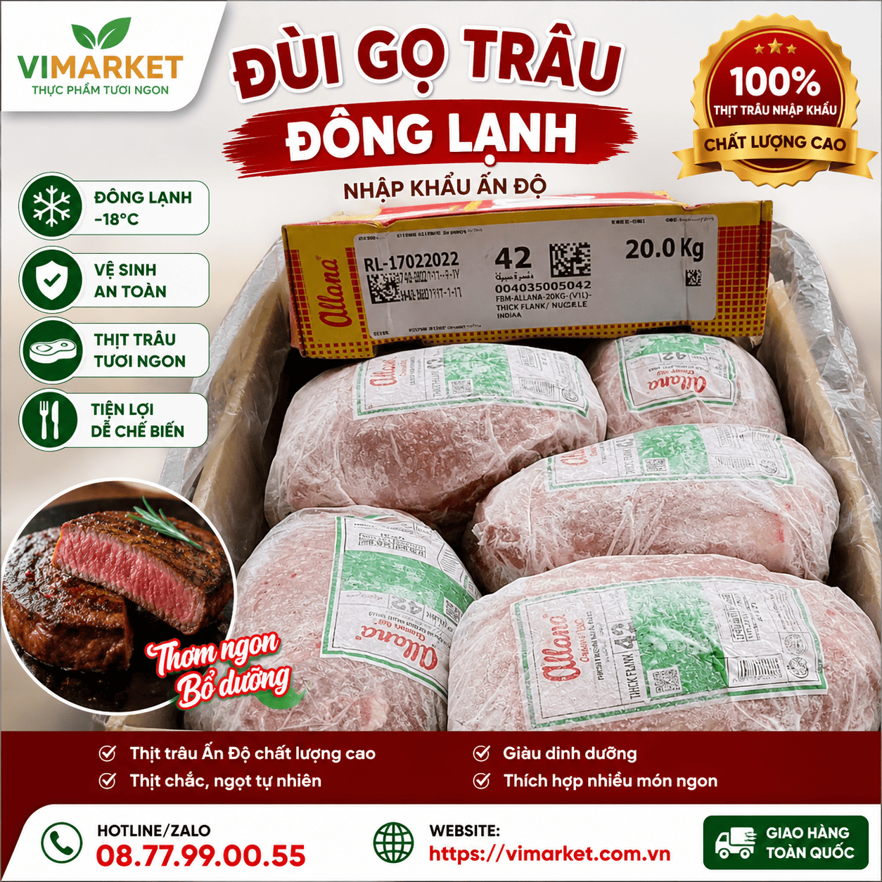 Đùi Gọ Trâu Đông Lạnh Giá Sỉ