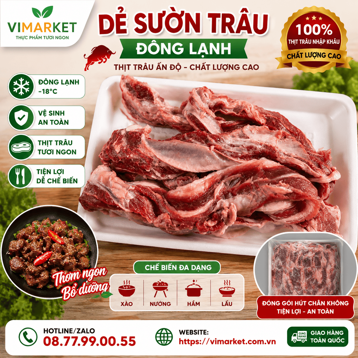 Dẻ Sườn Trâu Đông Lạnh Giá Sỉ