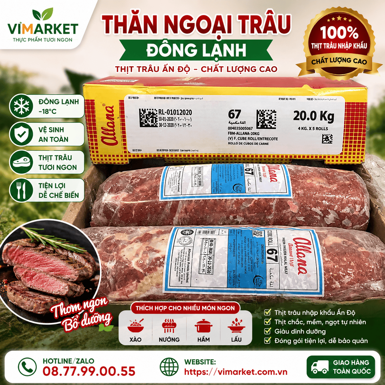 Thăn Ngoại Trâu Đông Lạnh Giá Sỉ