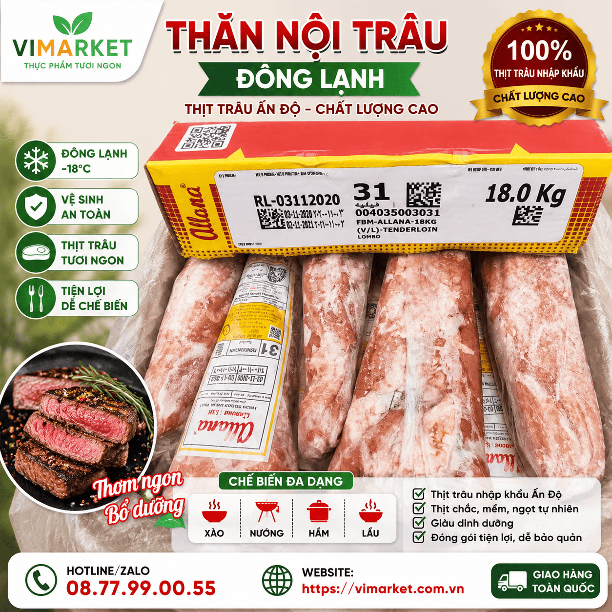 Thăn Nội Trâu Đông Lạnh Giá Sỉ