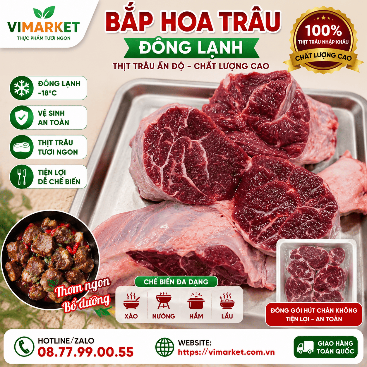 Bắp Hoa Trâu Đông Lạnh Giá Sỉ