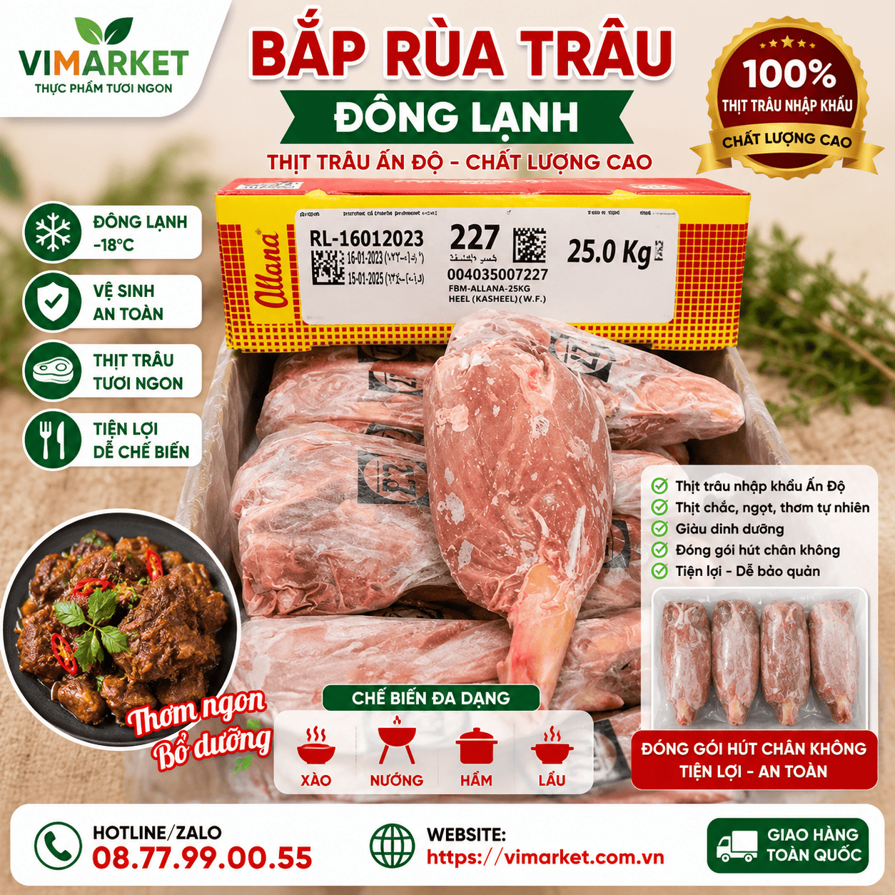 Bắp Rùa Trâu Đông Lạnh Giá Sỉ