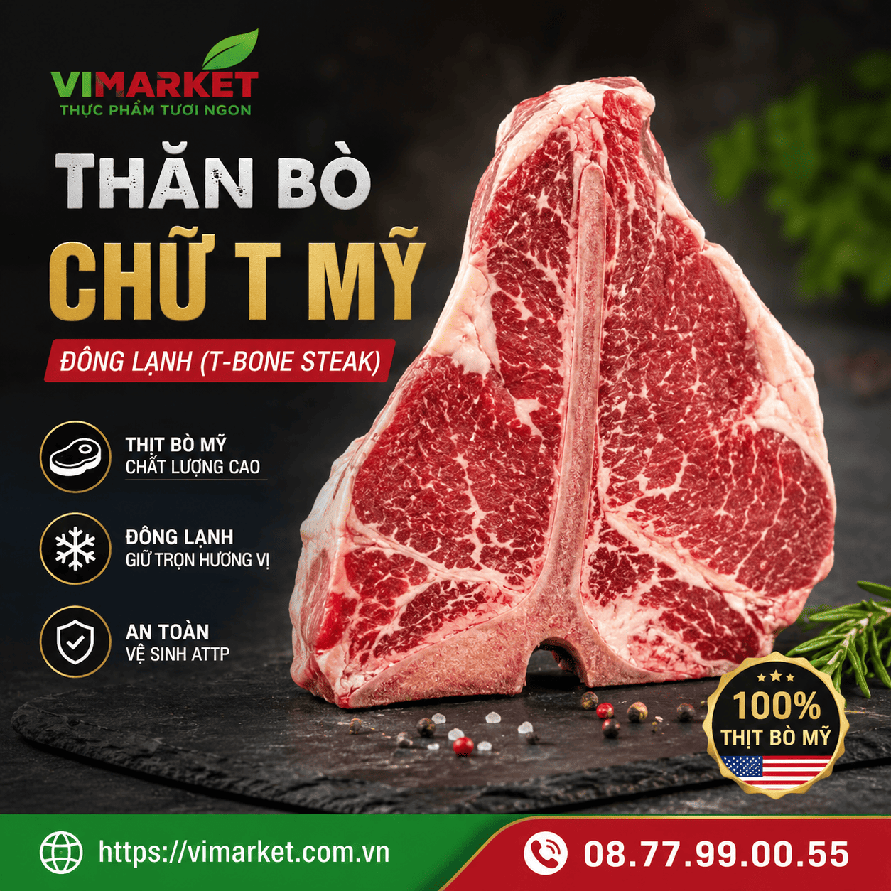 Thăn Bò Chữ T Mỹ Đông Lạnh