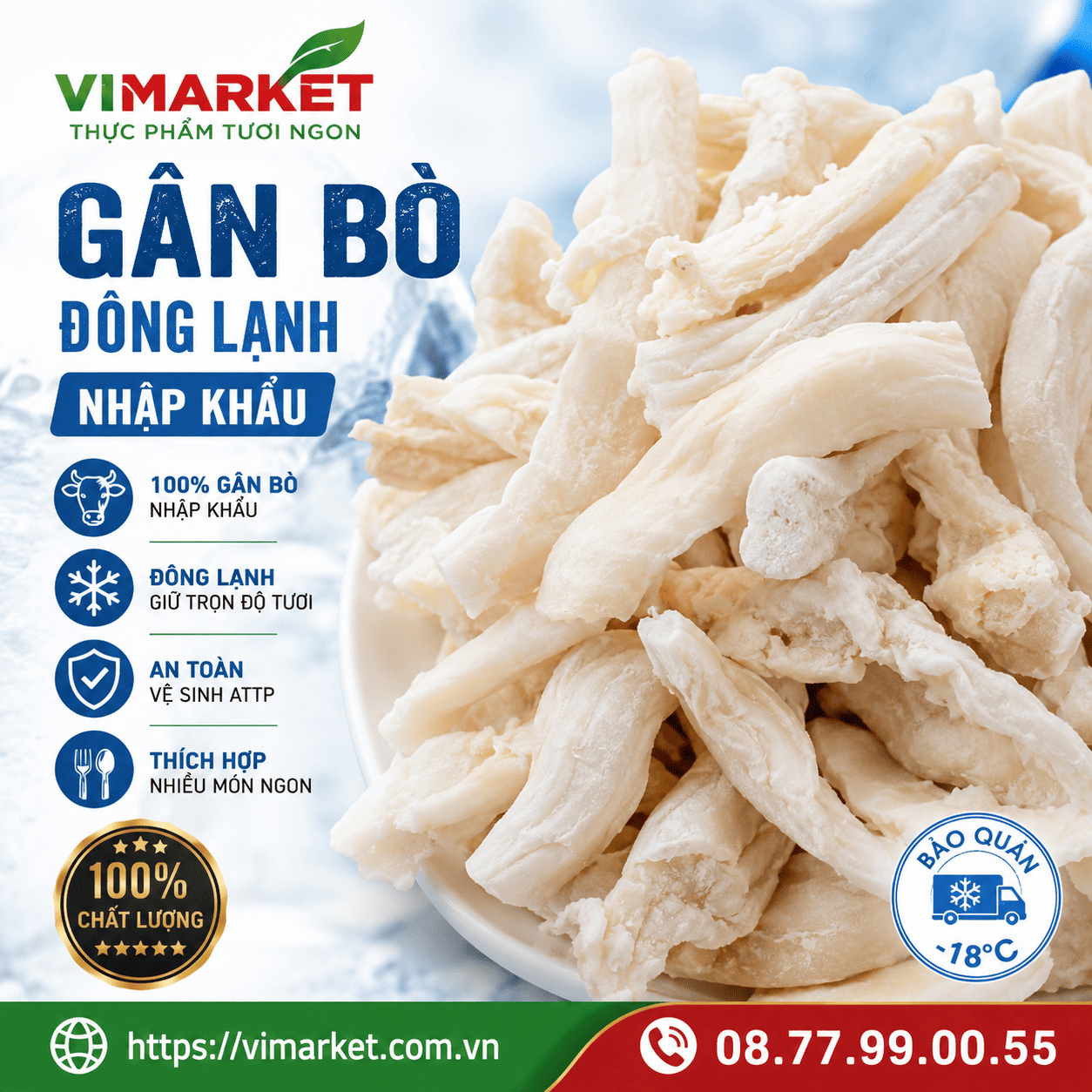 Gân Bò Đông Lạnh Nhập Khẩu