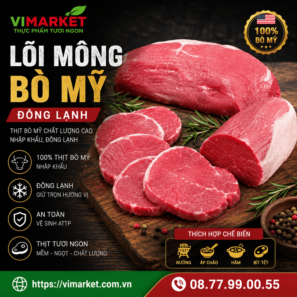 Lõi Mông Bò Mỹ Đông Lạnh