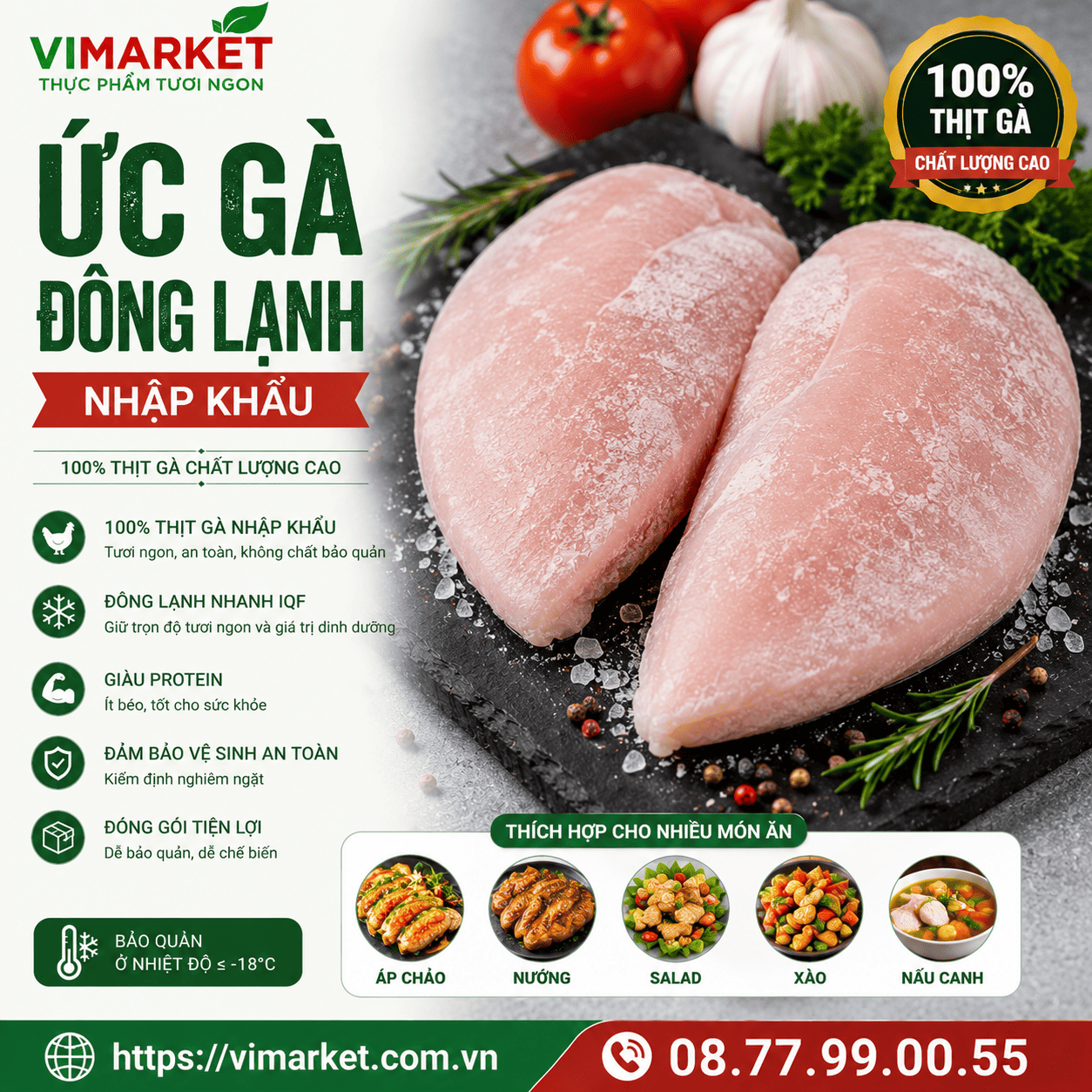 Ức Gà Đông Lạnh Nhập Khẩu