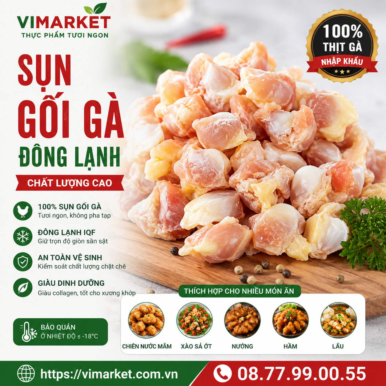 Sụn Gối Gà Đông Lạnh