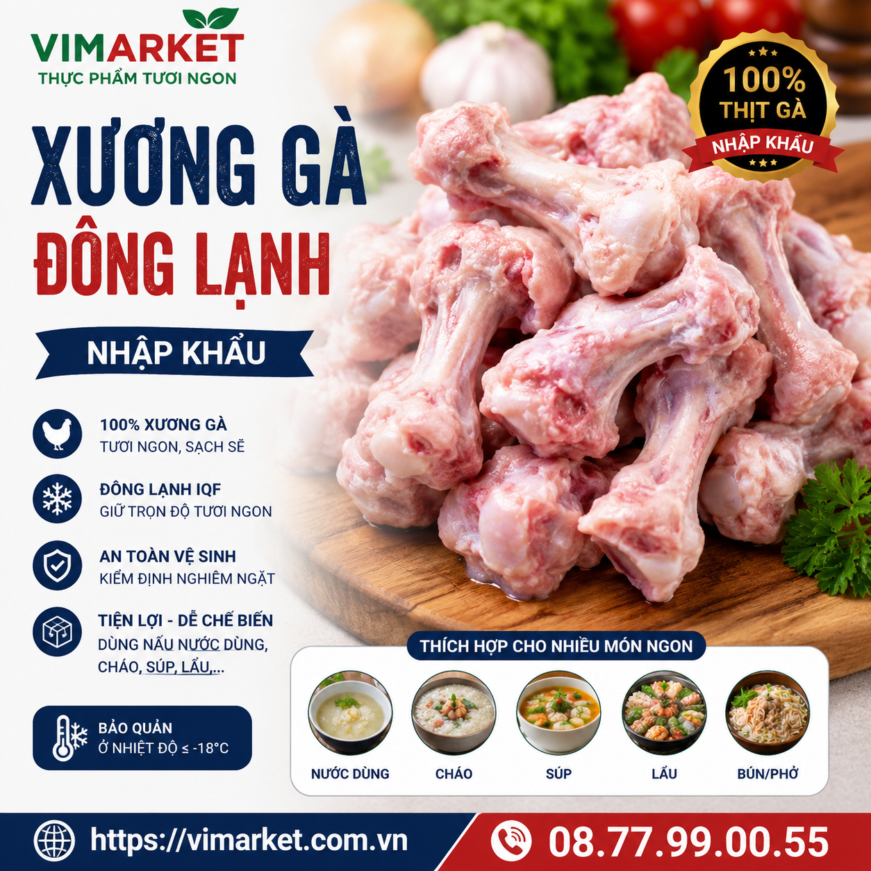 Xương Gà Đông Lạnh Nhập Khẩu