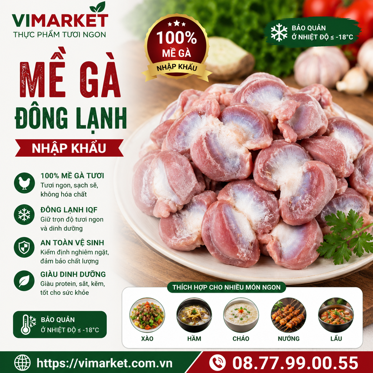 Mề Gà Đông Lạnh Nhập Khẩu