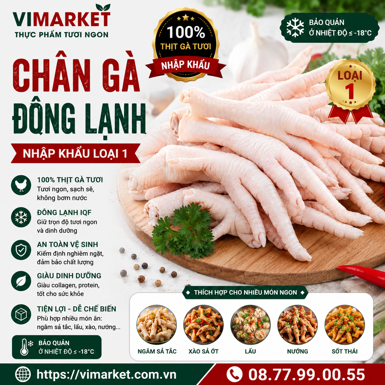 Chân Gà Đông Lạnh Nhập Khẩu Loại 1