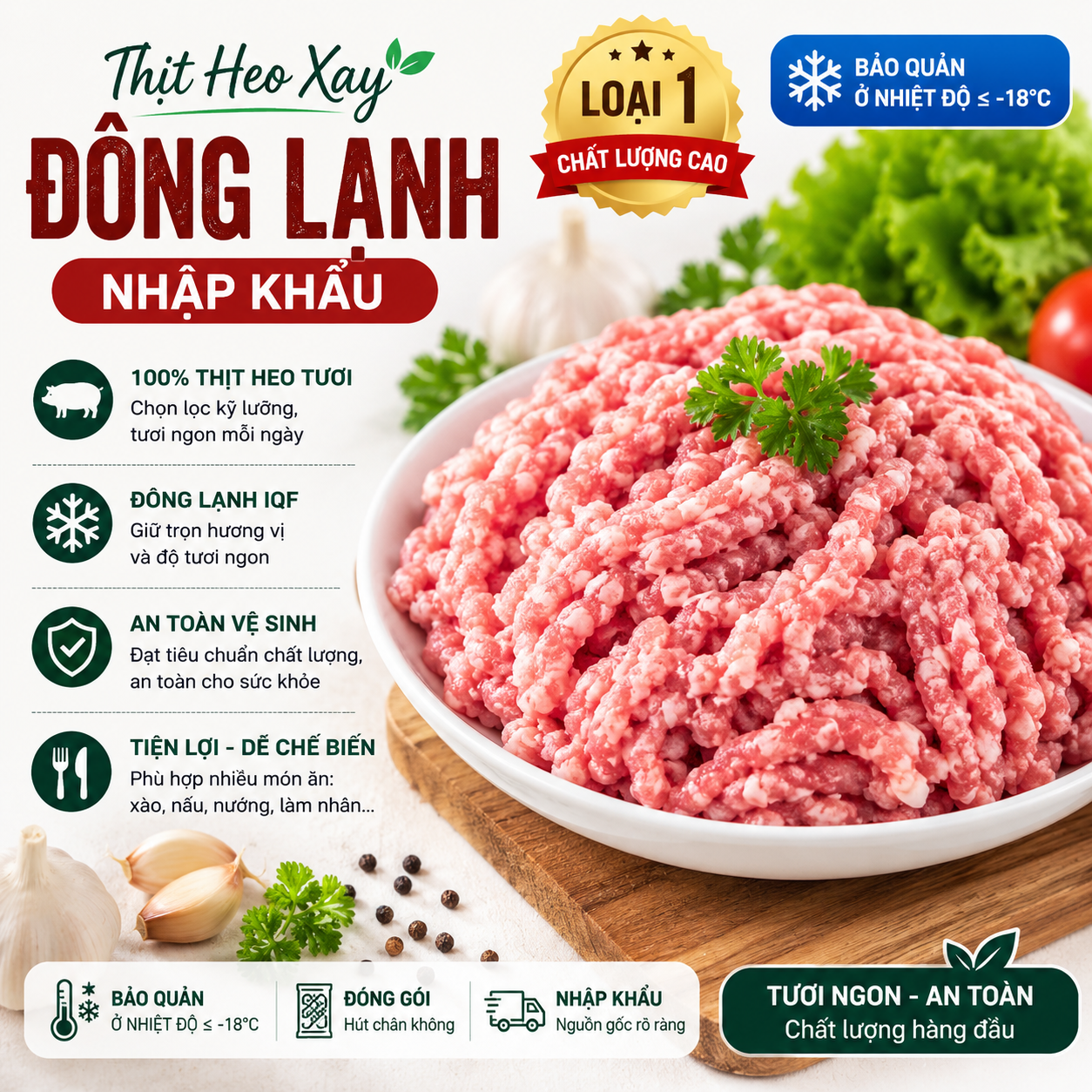 Thịt Heo Xay Đông Lạnh Nhập Khẩu