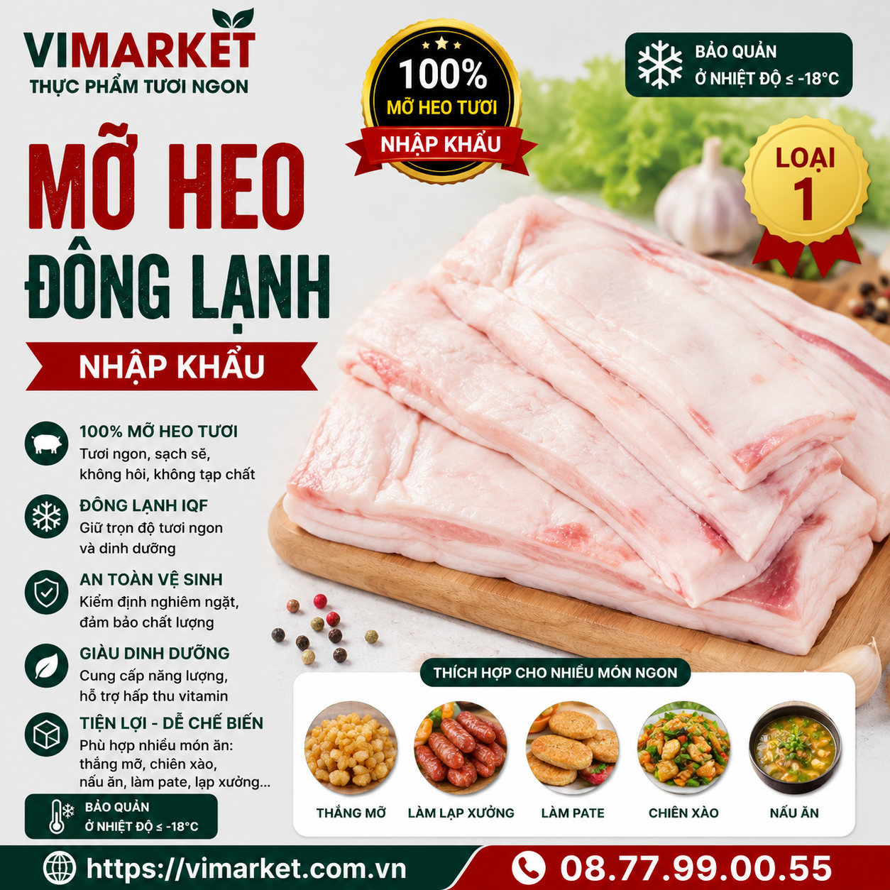 Mỡ Heo Đông Lạnh Nhập Khẩu