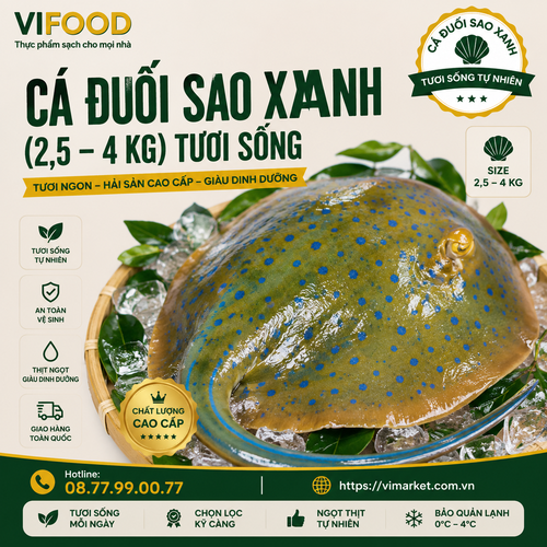 Cá Đuối Sao Xanh 2,5–4Kg Tươi Sống