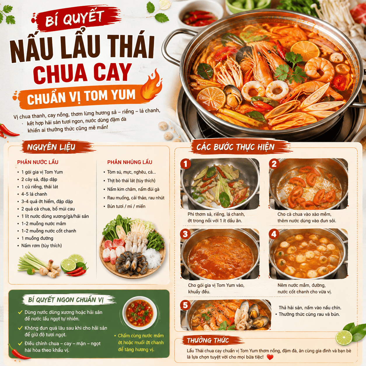 BÍ QUYẾT NẤU LẨU THÁI CHUA CAY CHUẨN VỊ TOM YUM