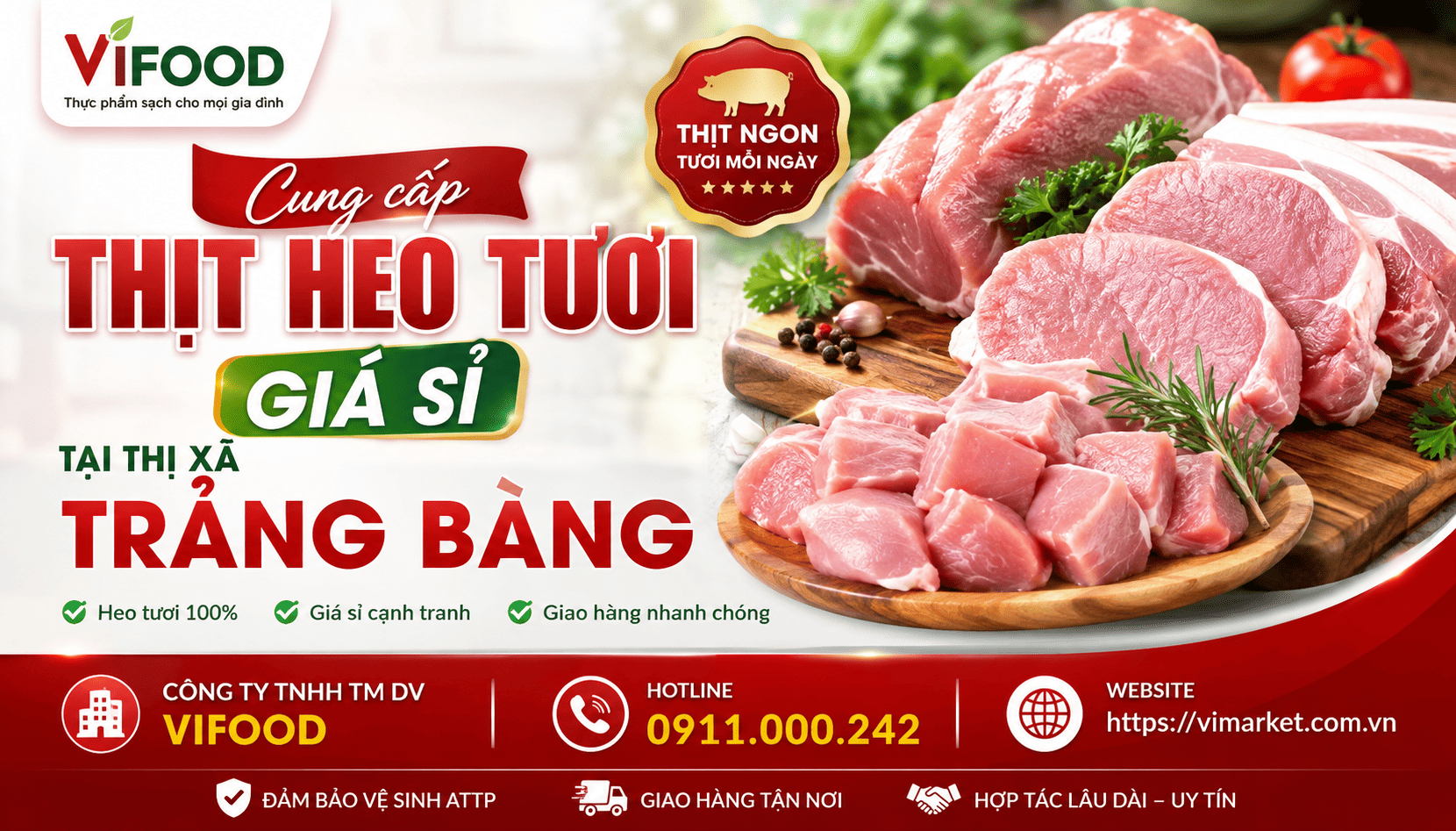 Thịt heo tươi ngon giá sỉ tại Thị xã Trảng Bàng