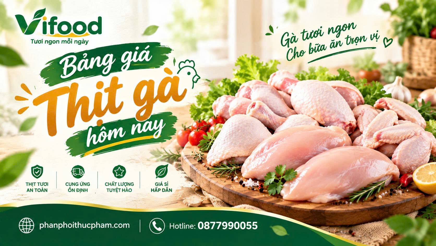 Bảng giá thịt gà hôm nay