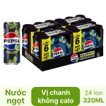 Thùng 24 lon nước ngọt Pepsi không calo vị chanh 320ml