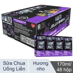 Thùng 48 hộp sữa chua lên men tự nhiên hương nho có thạch LOF Malto 170ml