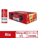 Thùng 24 + 4 lon bia Budweiser 250ml