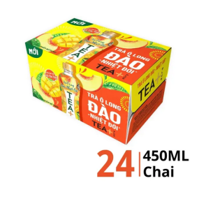 Thùng 24 chai trà ô long Tea Plus vị đào 450ml