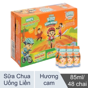 Thùng 48 chai sữa chua uống tiệt trùng hương cam Lof Kun 85ml