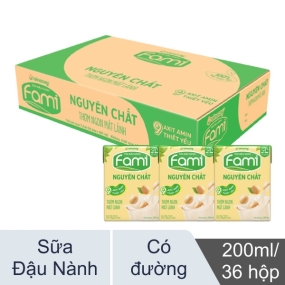 Thùng 36 hộp sữa đậu nành nguyên chất Fami 200ml