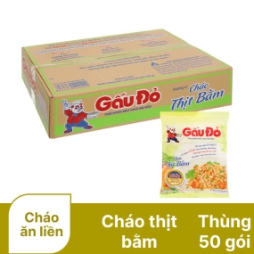 Thùng 50 gói cháo thịt bằm Gấu Đỏ 50g