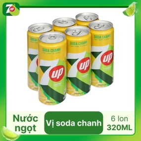 6 lon nước ngọt soda chanh 7 Up 320ml