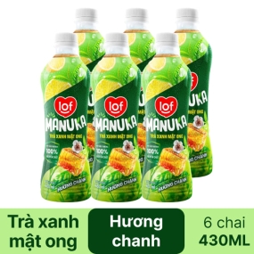 Lốc 6 chai trà xanh mật ong hương chanh LOF Manuka 430ml