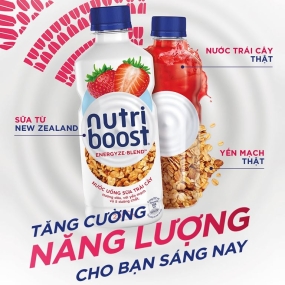 Thùng 24 chai sữa trái cây Nutriboost hương dâu 297ml
