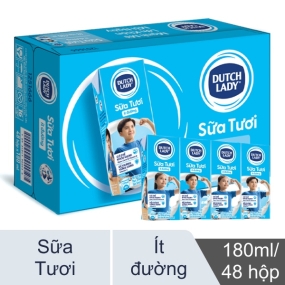 Thùng 48 hộp sữa tươi tiệt trùng ít đường Dutch Lady 180ml