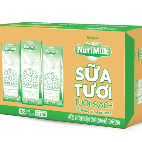 Thùng 48 hộp sữa tươi tiệt trùng Nutimilk tươi sạch có đường 180ml